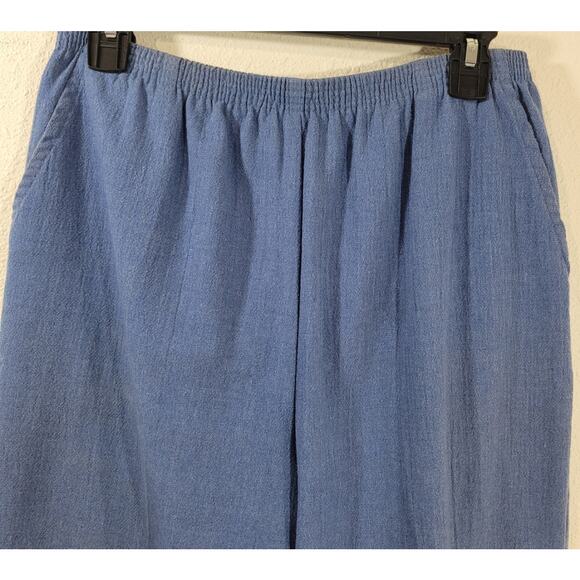 Blair Blue Pleated Pull On Slashed Pockets Pants 14 Lightweight Elastic Waist - Picture 5 of 7